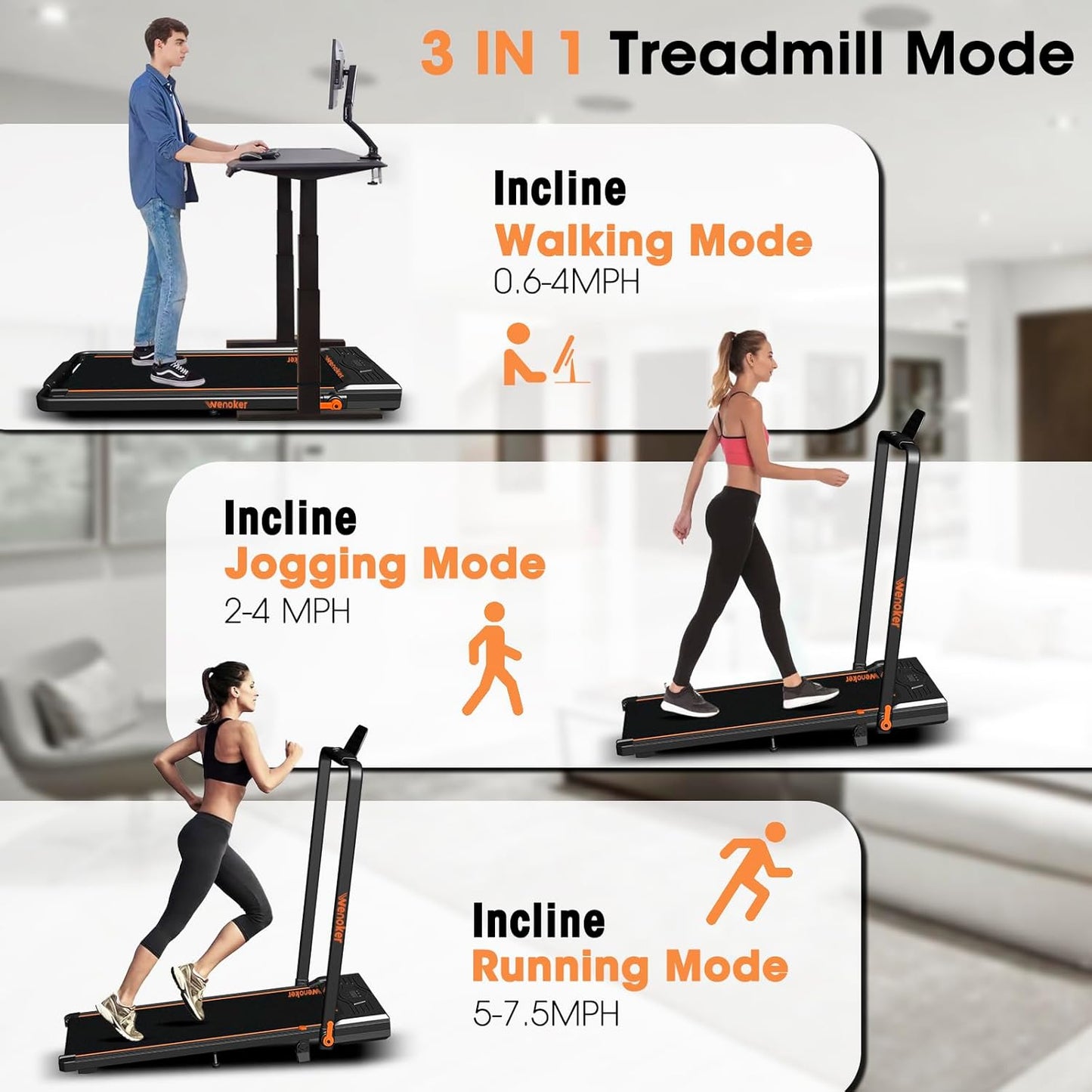 Folding Treadmill With 10% Incline