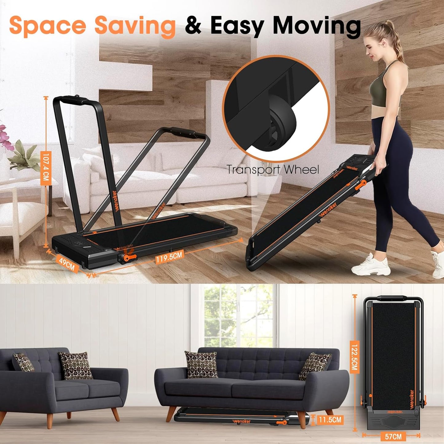 Folding Treadmill With 10% Incline
